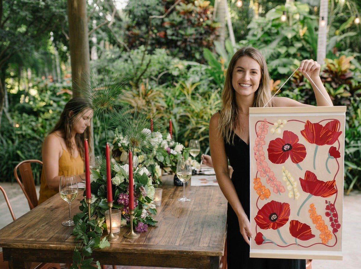 August Birth Flowers Gladiolus & Poppy Sip and Paint by Number Kit