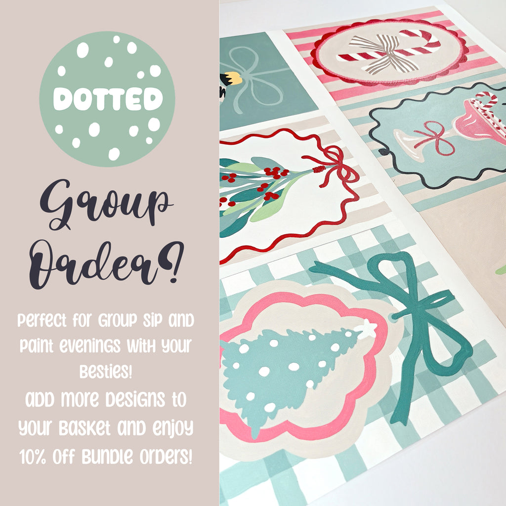 Christmas Sip and Paint by Number Kit - Girls night in party idea - Gingham Christmas Tree